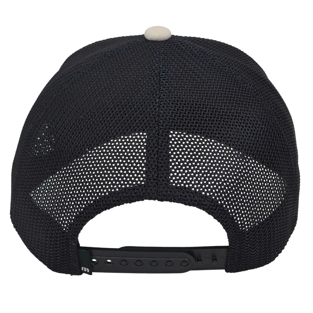 Travis Mathew Golf Hat Trucker Cap Flexfit 110 Snapback Striped Mesh Cream Black - Picture 4 of 7